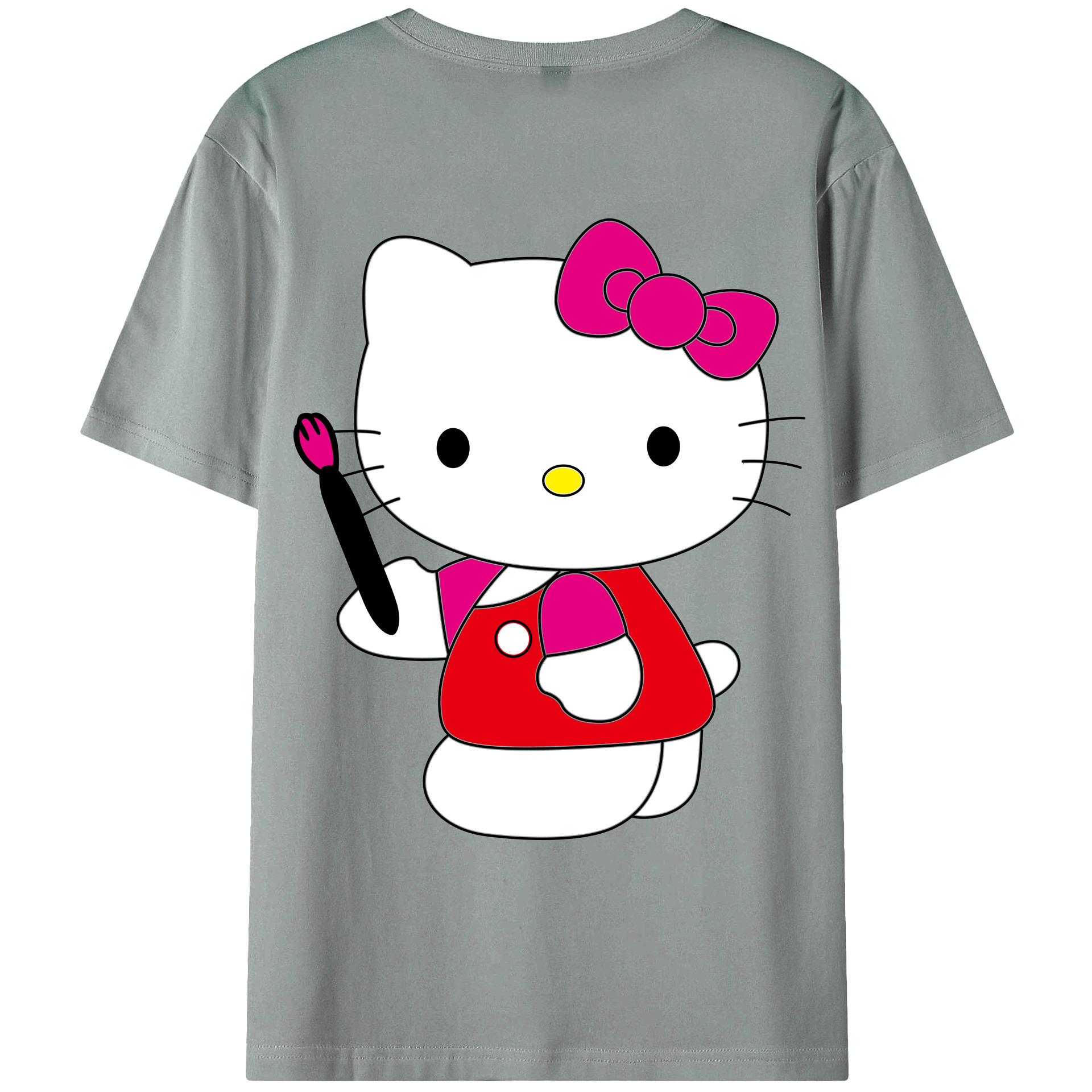 （画像用） Hello Kitty ハローキティ 綿100％ メンズ半袖Tシャツ（バックプリント） 通気性